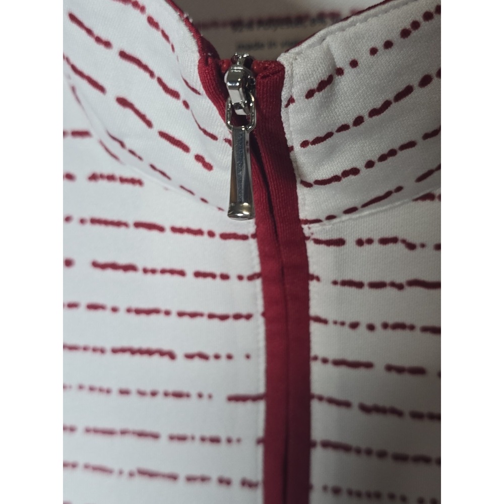 SanSoleil Women's Red White Stripe 1/4 Zip Golf Polo Size Large UPF 50 t8 - Picture 3 of 6